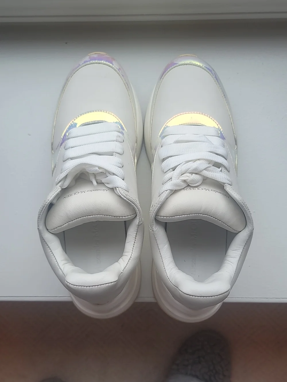 Alexander McQueen White Sneakers with Iridescent Accents